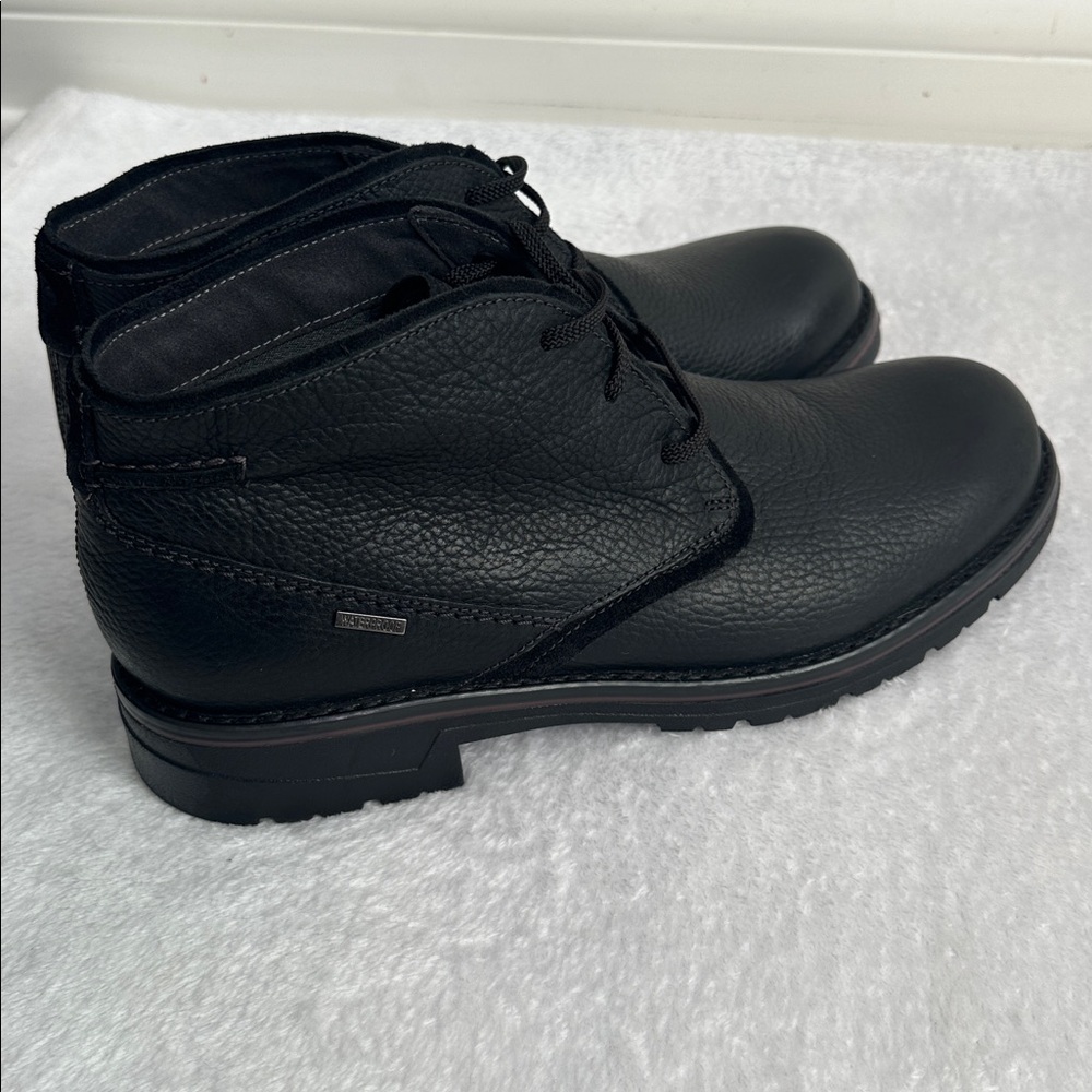 Clarks Morris Peak Black Tumbled Leather Waterproof Chukka Boots Mens 9M Lace Up